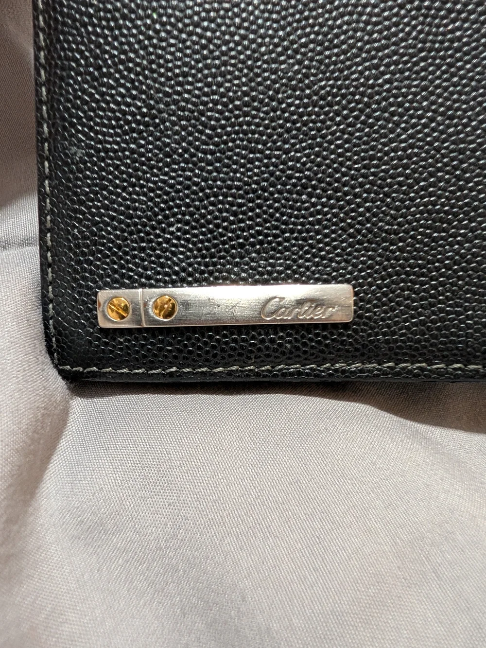 Vintage Cartier Black Men's Leather Pocket Secretary Wallet